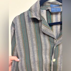 Vintage Towncraft Striped Button Up Shirt Medium Camp Collar 100% Cotton